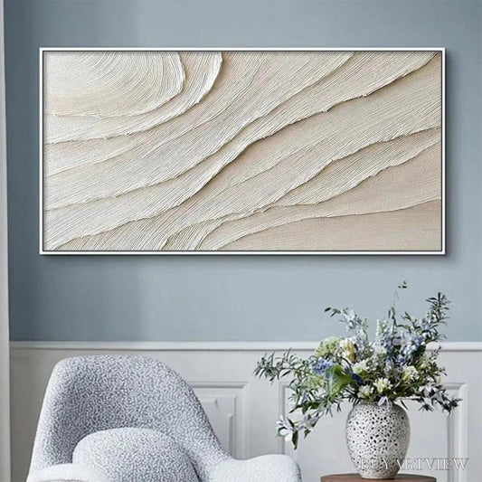 BUYARTVIEW Desert Flow – Beige Abstract Minimalist Textured Painting - image 2