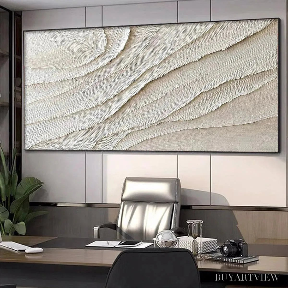 BUYARTVIEW Desert Flow – Beige Abstract Minimalist Textured Painting - image 4