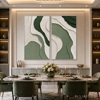 BUYARTVIEW Terra – Textured Wabi Sabi Abstract Diptych in Earthy Greens - image 4