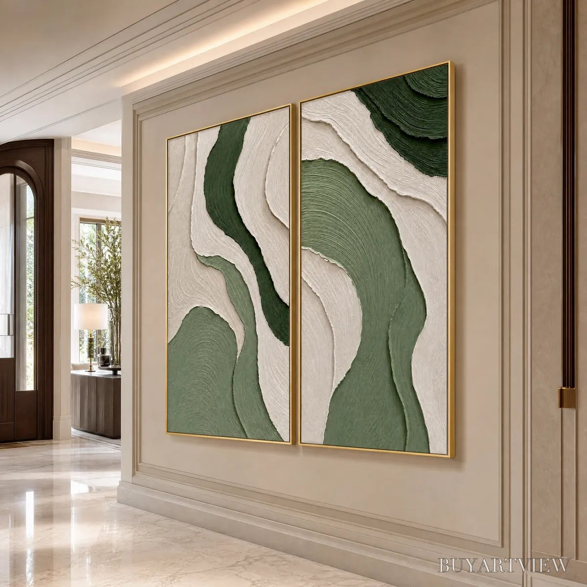BUYARTVIEW Terra – Textured Wabi Sabi Abstract Diptych in Earthy Greens - image 5