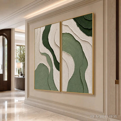 BUYARTVIEW Terra – Textured Wabi Sabi Abstract Diptych in Earthy Greens - image 5