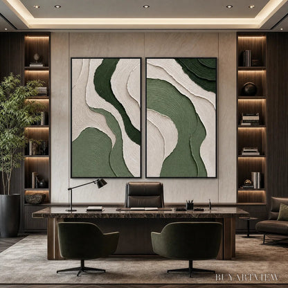 BUYARTVIEW Terra – Textured Wabi Sabi Abstract Diptych in Earthy Greens - image 6
