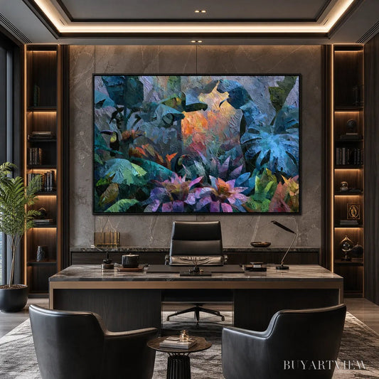 BUYARTVIEW Emerald Hideaway – Vibrant Impasto Jungle Scene with Toucans - image 2