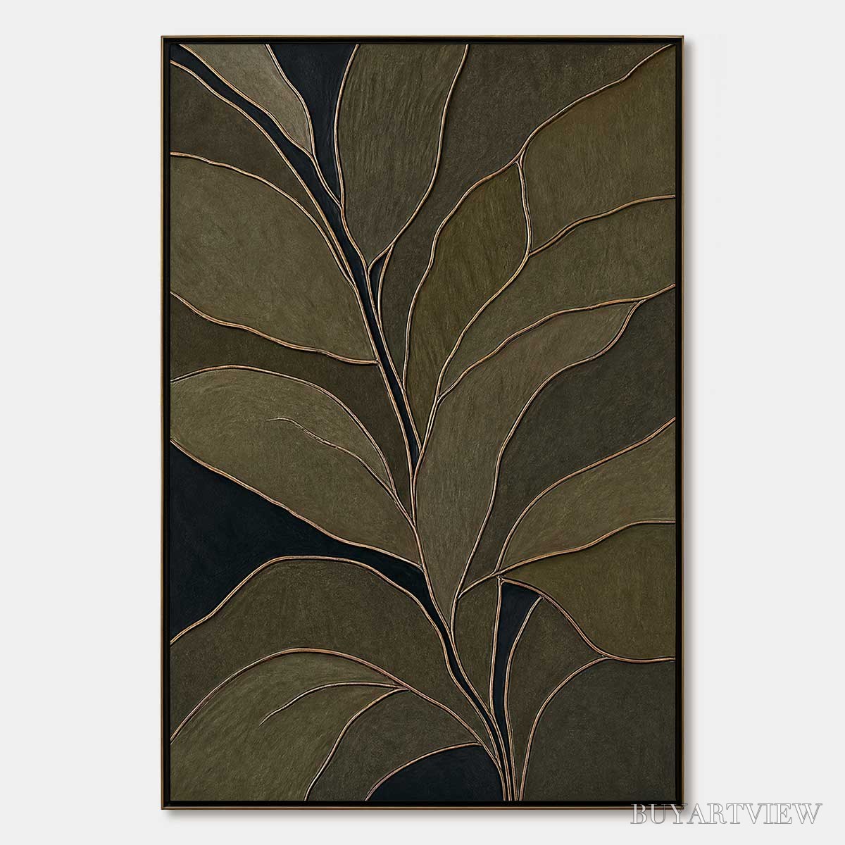 BUYARTVIEW Midnight Foliage – Textured Botanical Abstract Painting in Earth Tones - image 1