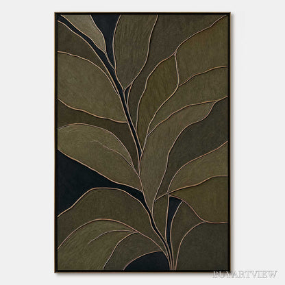 BUYARTVIEW Midnight Foliage – Textured Botanical Abstract Painting in Earth Tones - image 1