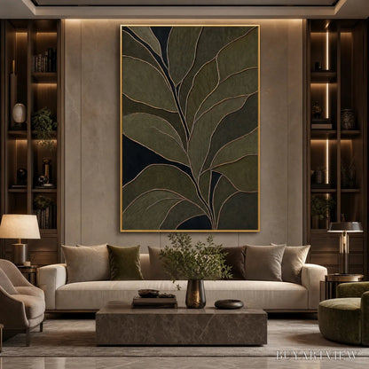 BUYARTVIEW Midnight Foliage – Textured Botanical Abstract Painting in Earth Tones - image 2