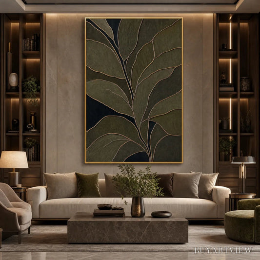 BUYARTVIEW Midnight Foliage – Textured Botanical Abstract Painting in Earth Tones - image 2