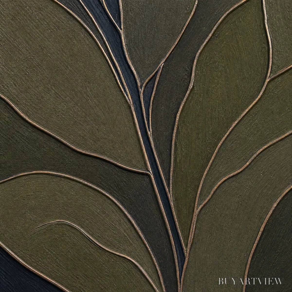 BUYARTVIEW Midnight Foliage – Textured Botanical Abstract Painting in Earth Tones - image 3