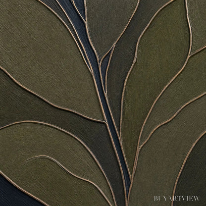BUYARTVIEW Midnight Foliage – Textured Botanical Abstract Painting in Earth Tones - image 3