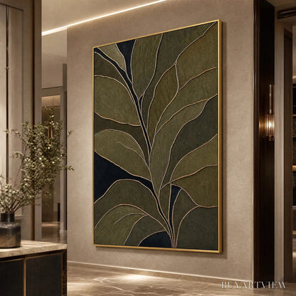 BUYARTVIEW Midnight Foliage – Textured Botanical Abstract Painting in Earth Tones - image 4