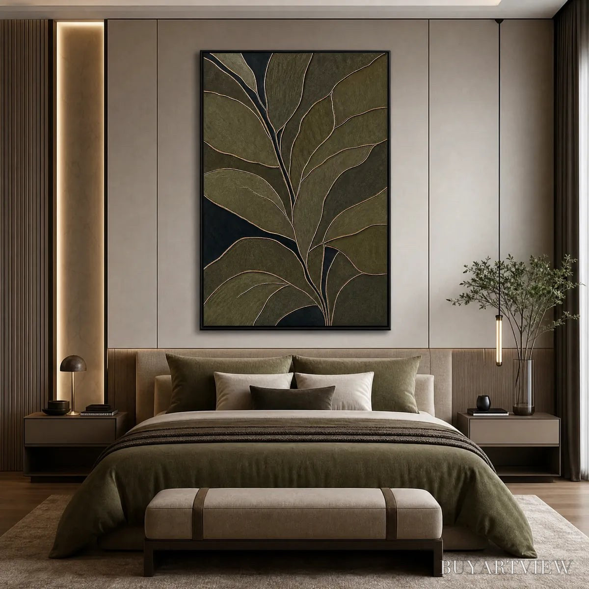 BUYARTVIEW Midnight Foliage – Textured Botanical Abstract Painting in Earth Tones - image 5