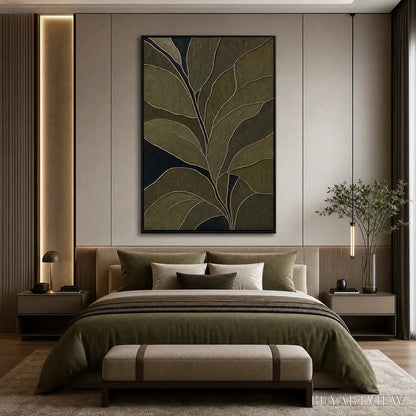 BUYARTVIEW Midnight Foliage – Textured Botanical Abstract Painting in Earth Tones - image 5