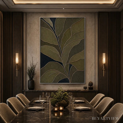 BUYARTVIEW Midnight Foliage – Textured Botanical Abstract Painting in Earth Tones - image 6