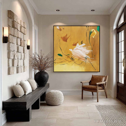 BUYARTVIEW Gilded Wing | Square Yellow Abstract Oil Painting for - image 4