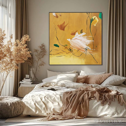 BUYARTVIEW Gilded Wing | Square Yellow Abstract Oil Painting for - image 6
