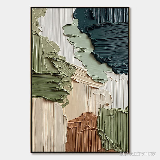 BUYARTVIEW Earthen Strata – Vertical Wabi Sabi Textured Abstract Painting - image 1