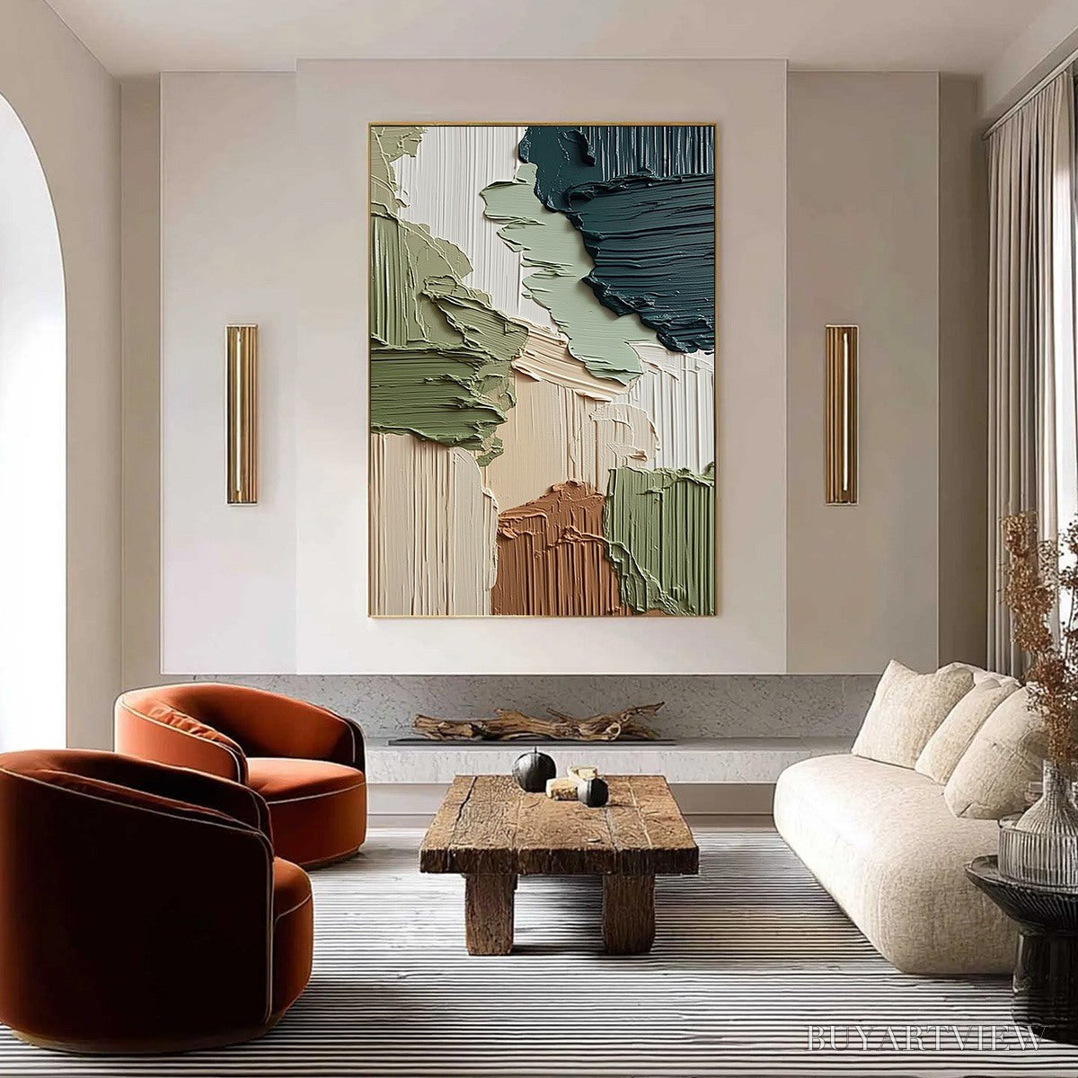 BUYARTVIEW Earthen Strata – Vertical Wabi Sabi Textured Abstract Painting - image 2
