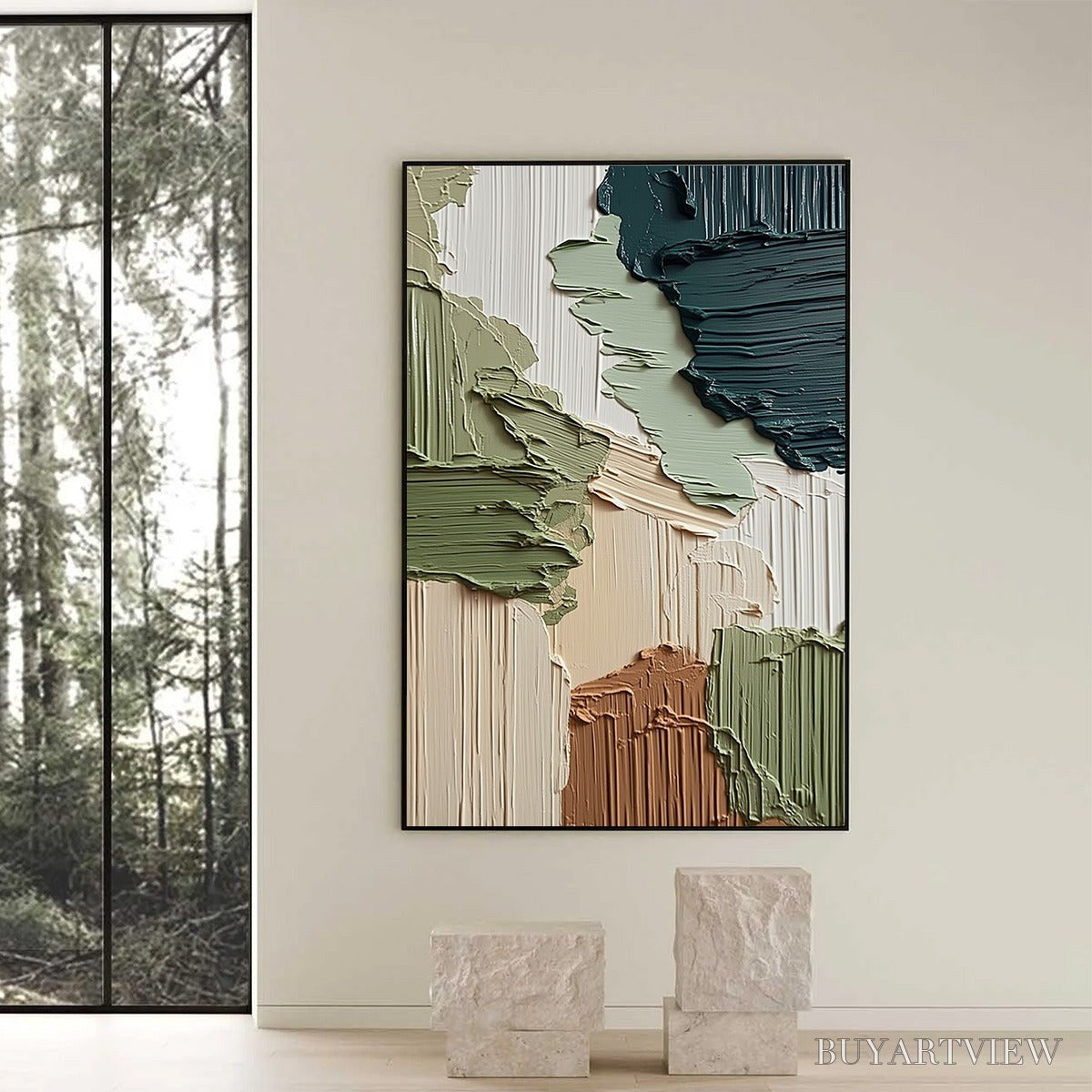 BUYARTVIEW Earthen Strata – Vertical Wabi Sabi Textured Abstract Painting - image 6