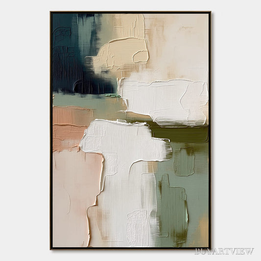BUYARTVIEW Earthen Strata – Heavily Textured Wabi Sabi Abstract Oil Painting - image 1