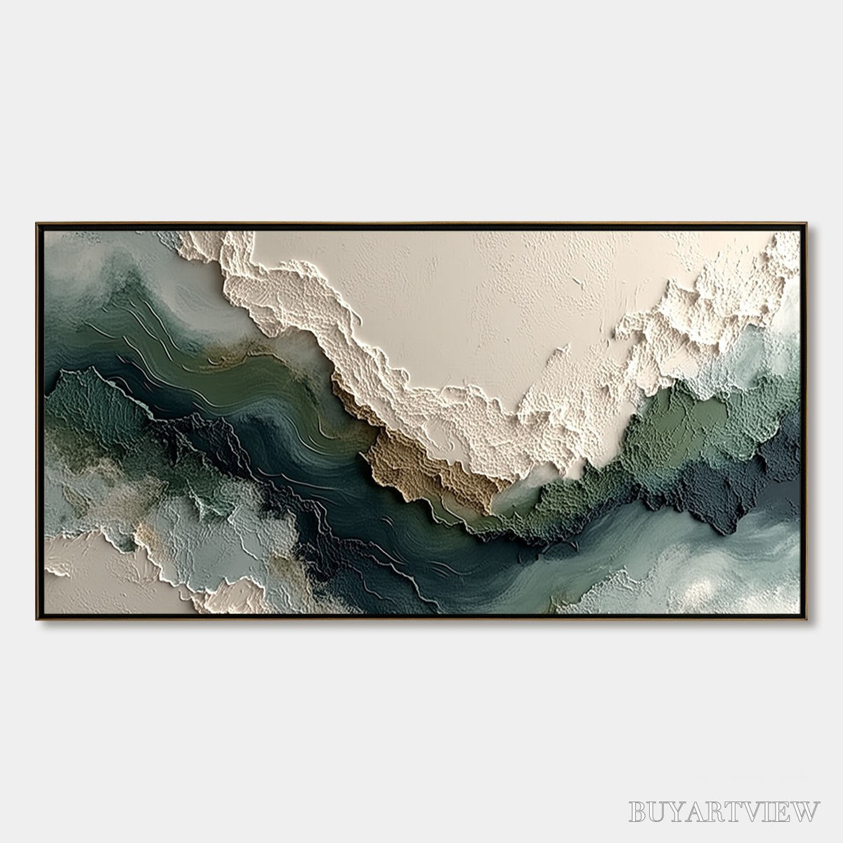 BUYARTVIEW Verdant Rift – Textured Wabi Sabi Abstract Landscape Painting - image 1