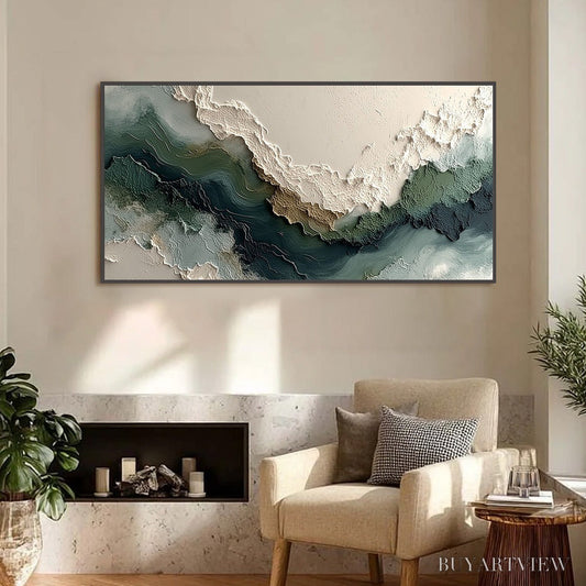 BUYARTVIEW Verdant Rift – Textured Wabi Sabi Abstract Landscape Painting - image 2