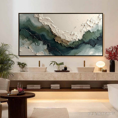 BUYARTVIEW Verdant Rift – Textured Wabi Sabi Abstract Landscape Painting - image 4
