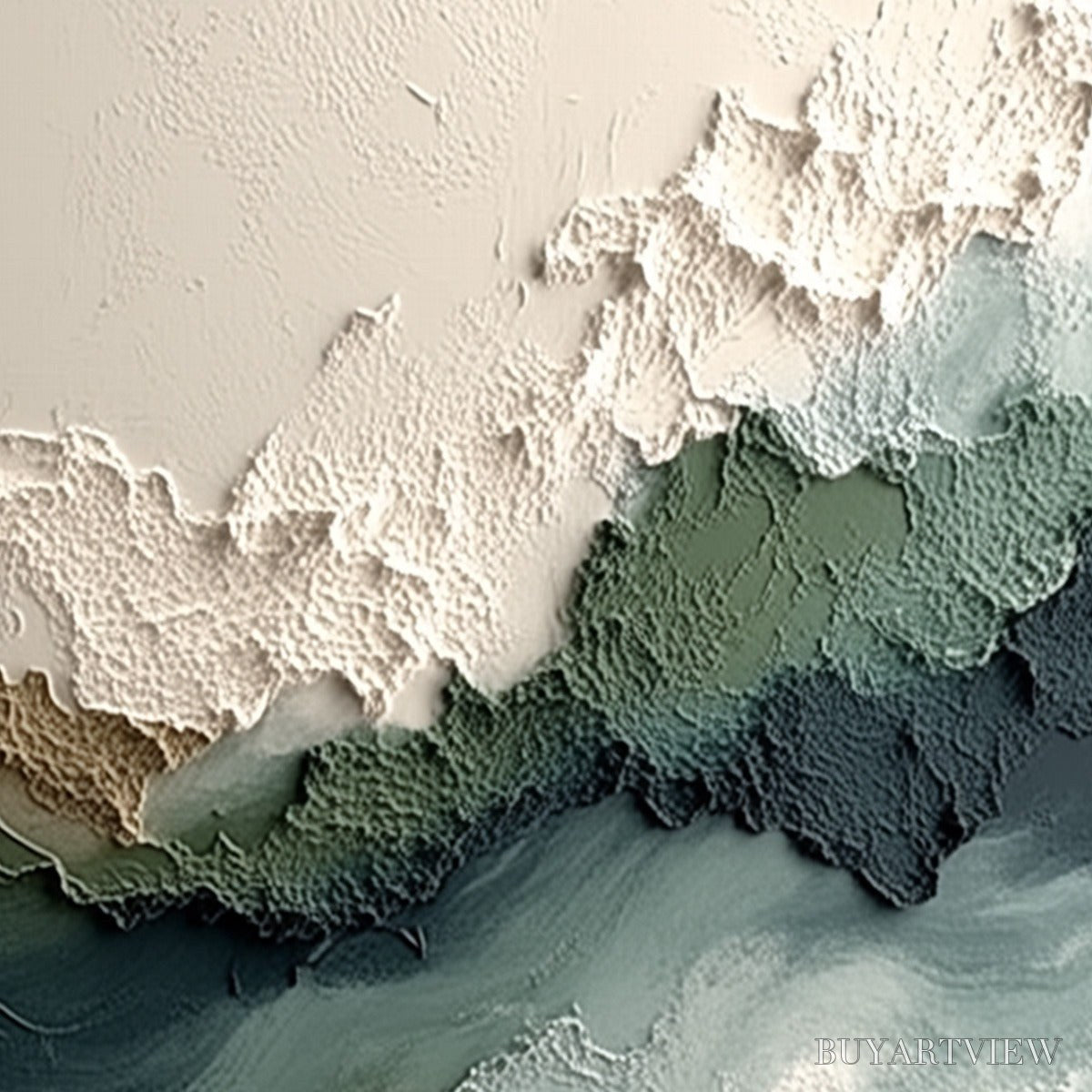BUYARTVIEW Verdant Rift – Textured Wabi Sabi Abstract Landscape Painting - image 5