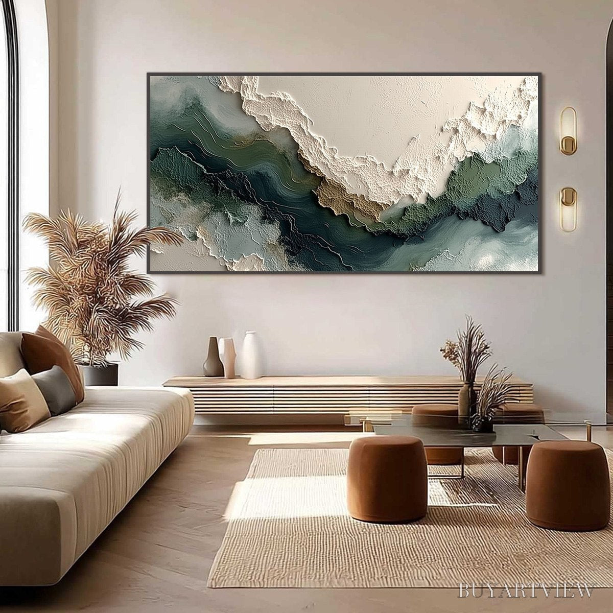 BUYARTVIEW Verdant Rift – Textured Wabi Sabi Abstract Landscape Painting - image 6