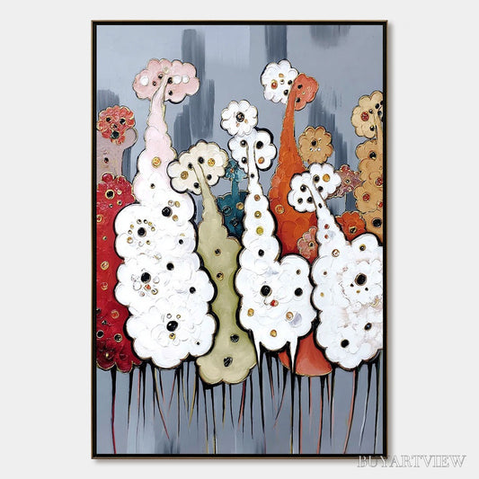 BUYARTVIEW Dreamwood Grove – Whimsical Abstract Forest Textured Impasto Painting - image 1