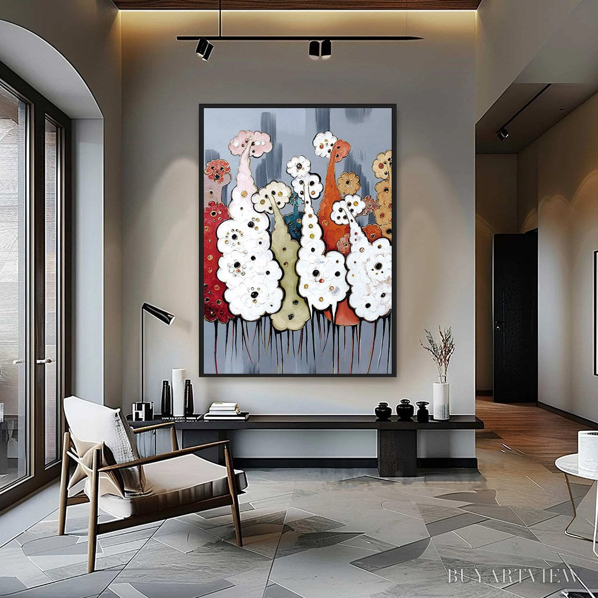 BUYARTVIEW Dreamwood Grove – Whimsical Abstract Forest Textured Impasto Painting - image 2