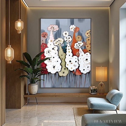 BUYARTVIEW Dreamwood Grove – Whimsical Abstract Forest Textured Impasto Painting - image 4