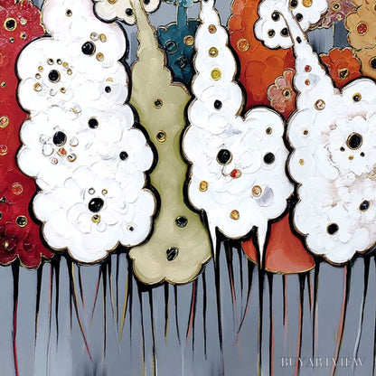 BUYARTVIEW Dreamwood Grove – Whimsical Abstract Forest Textured Impasto Painting - image 5