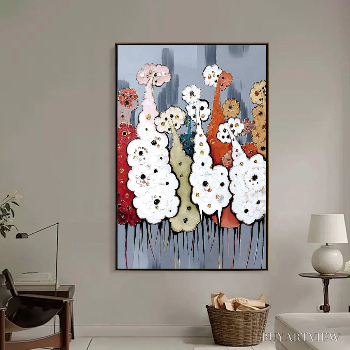 BUYARTVIEW Dreamwood Grove – Whimsical Abstract Forest Textured Impasto Painting - image 6