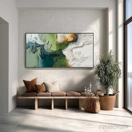 BUYARTVIEW Terra Verde – Textured Abstract Earth Tone Landscape Painting - image 2