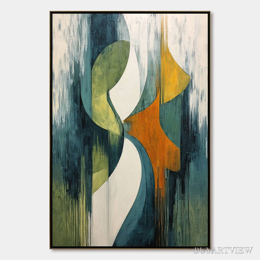 BUYARTVIEW Convergence – Bold Vertical Abstract Painting with Textured Color Blocks - image 1