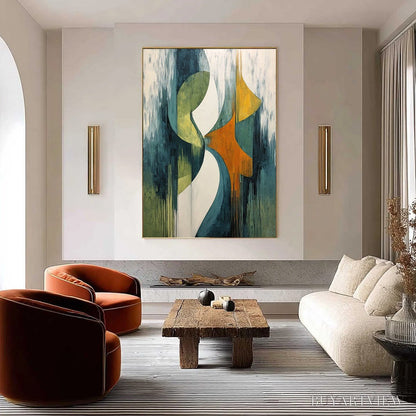 BUYARTVIEW Convergence – Bold Vertical Abstract Painting with Textured Color Blocks - image 2