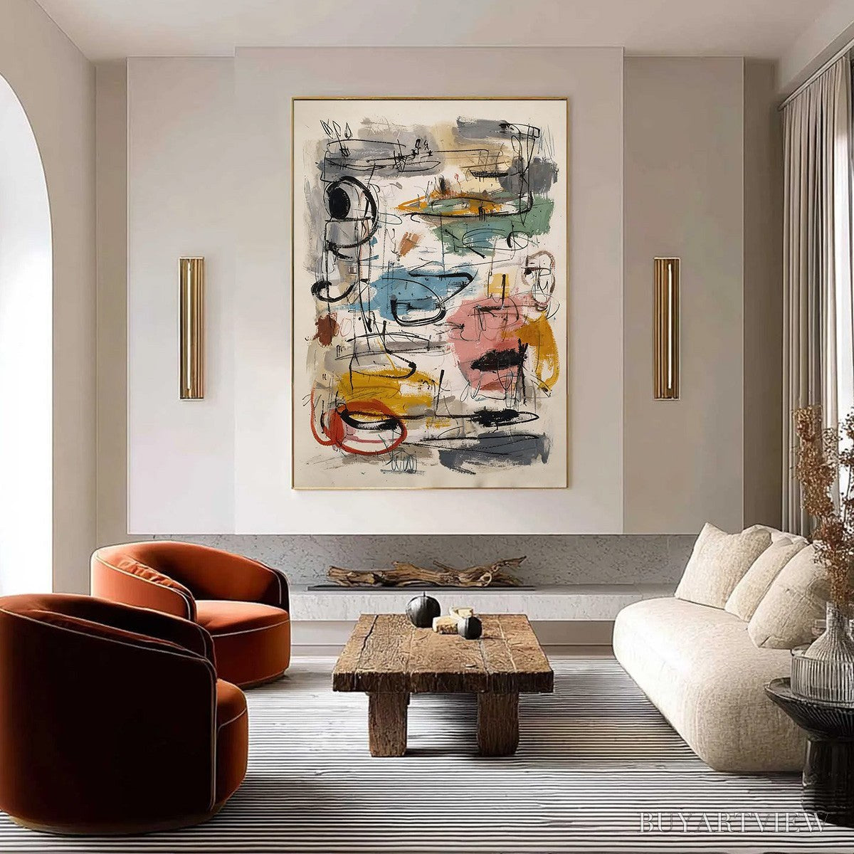 BUYARTVIEW Concrete Jungle Symphony – Large Vertical Colorful Abstract - image 2