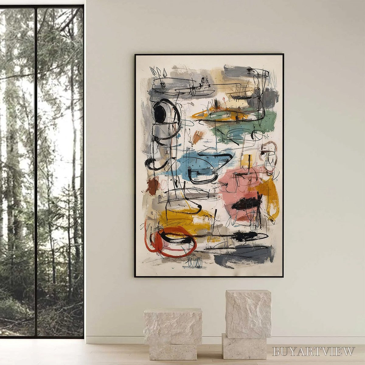 BUYARTVIEW Concrete Jungle Symphony – Large Vertical Colorful Abstract - image 6