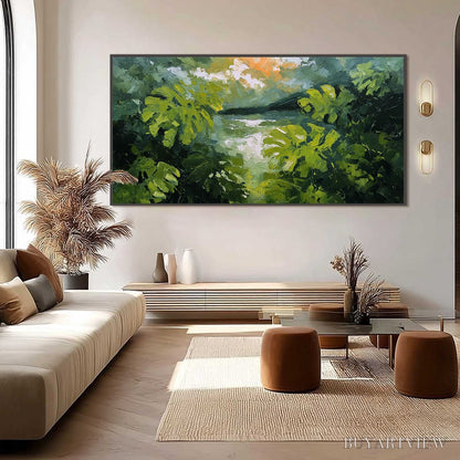 BUYARTVIEW Verdant Hideaway – Textured Impasto Painting of a Forest Lake - image 6