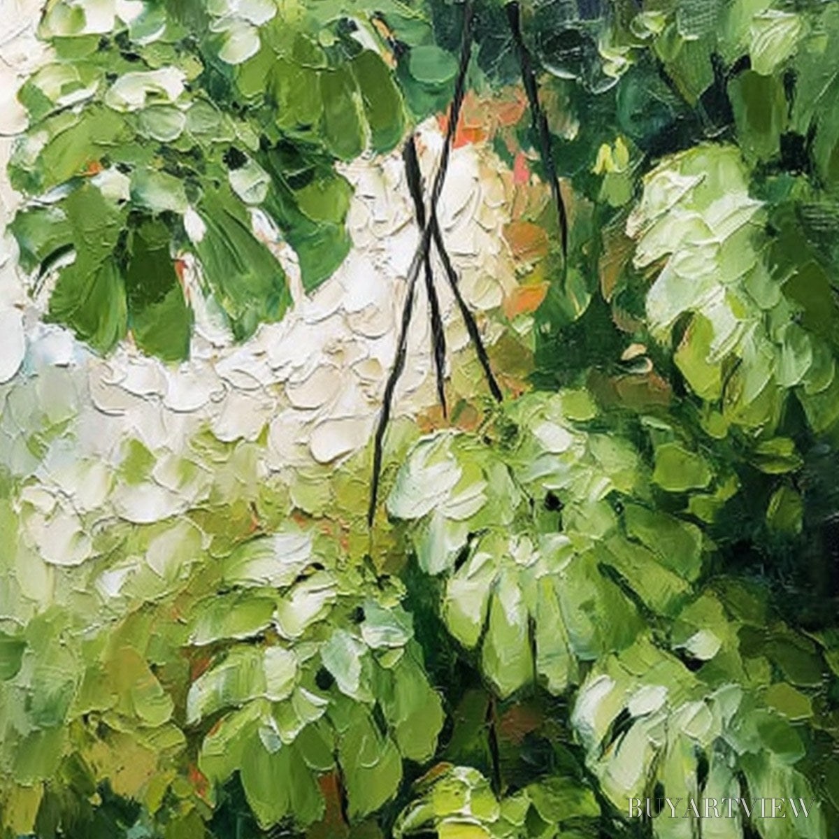 BUYARTVIEW Emerald Sanctuary – Textured Green Monstera Leaf Impasto Oil Painting - image 3