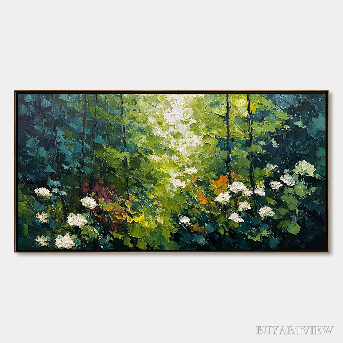 BUYARTVIEW Emerald Glade – Textured Palette Knife Forest Landscape Painting - image 1