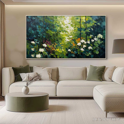 BUYARTVIEW Emerald Glade – Textured Palette Knife Forest Landscape Painting - image 4