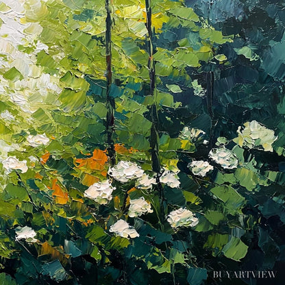 BUYARTVIEW Emerald Glade – Textured Palette Knife Forest Landscape Painting - image 5