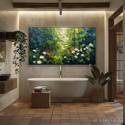 BUYARTVIEW Emerald Glade – Textured Palette Knife Forest Landscape Painting - image 6