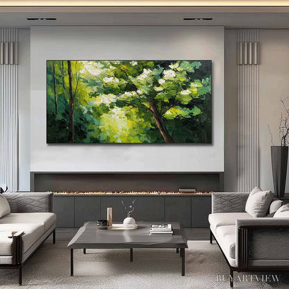 BUYARTVIEW Verdant Light – Textured Palette Knife Forest Landscape Oil Painting - image 2