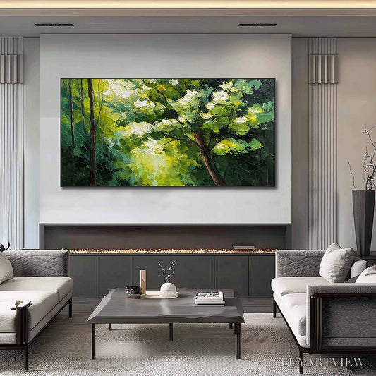 BUYARTVIEW Verdant Light – Textured Palette Knife Forest Landscape Oil Painting - image 2