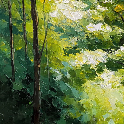 BUYARTVIEW Verdant Light – Textured Palette Knife Forest Landscape Oil Painting - image 3