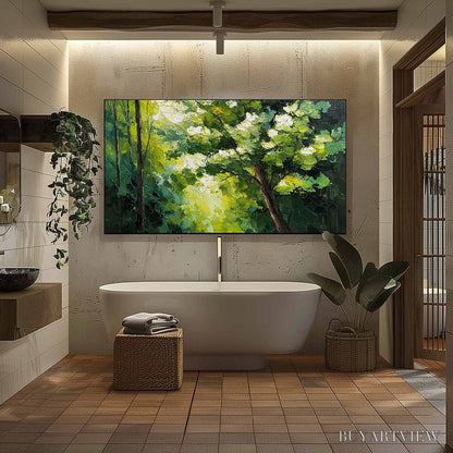 BUYARTVIEW Verdant Light – Textured Palette Knife Forest Landscape Oil Painting - image 6