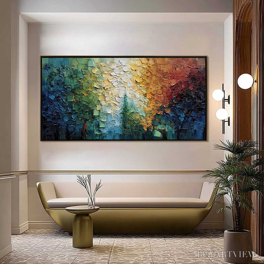 BUYARTVIEW Chromatic Canopy Textured Abstract Forest Landscape Oil Painting - image 2