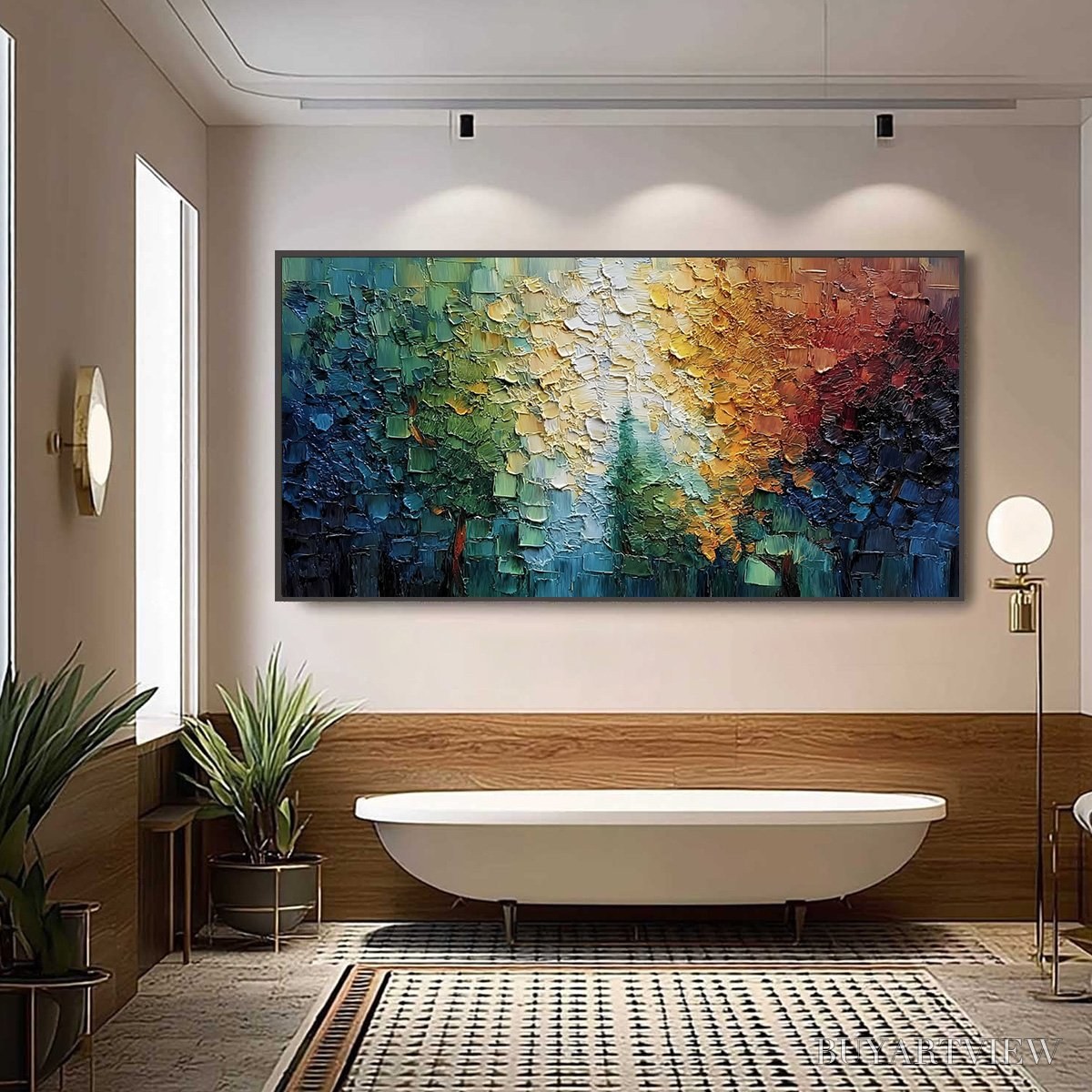 BUYARTVIEW Chromatic Canopy Textured Abstract Forest Landscape Oil Painting - image 6